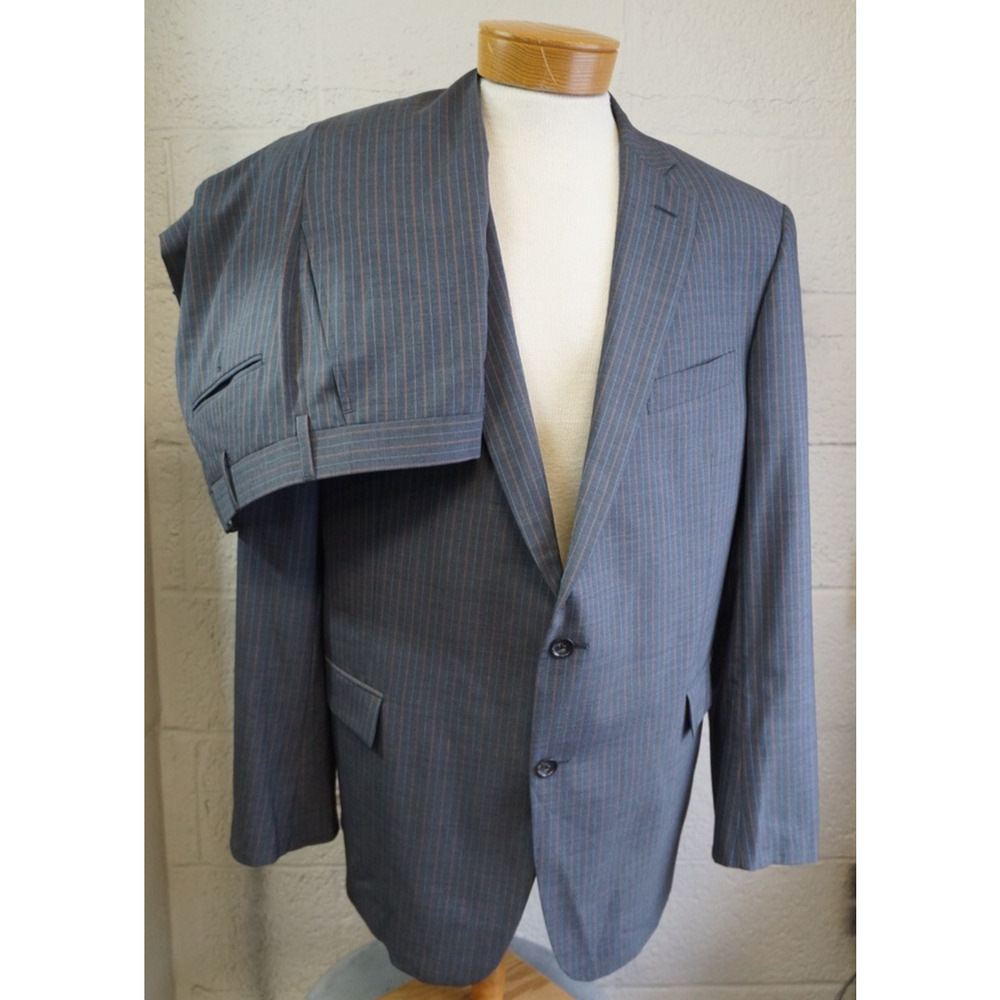 Brooks Brothers 1818 Regent Drago Lanificio Wool Gray Striped Men's Suit 48L USA